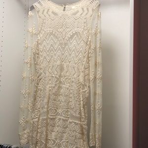 Lovely cream sheer lace print dress